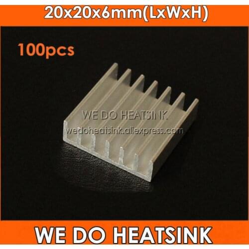 WE DO HEATSINK 100pcs 20x20x6mm Aluminum IC LED Cooling Cooler Heatsink Heatsinks