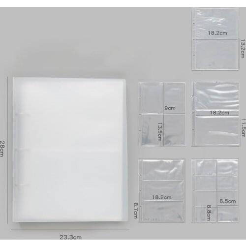 Transparent Practical Loose-Leaf Storage Pockets Set 3Ring Binder Inner Core Cover Notebook Collection Postcard Bank Bag Planner