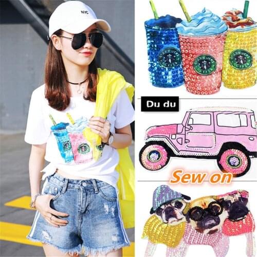 Sew on Large size Clothes Embroidery Sequins Patches Animal Pattern T-shirt Down Jacket Beautify Patches DIY
