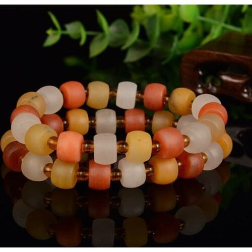 Natural Gold Silk Jade Bracelet Wholesale Handmade High Quality Gold Silk Jade Frosted Texture Single Ring Bracelet