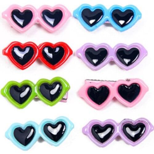 New Fashion Pet Heart Shaped Sunglasses Dog Hairpin Dress Up Glasses Hairpin Jewelry Hair Accessories Chihuahua Pet Accessories
