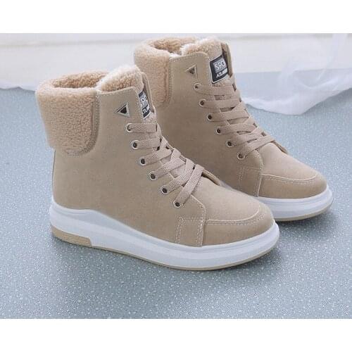 Womens New Martin Boots Women Plus Velvet Warm Short Tube Womens Boots Korean Casual Snow Boots Students Wild Cotton Shoes