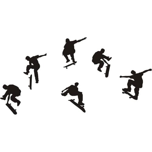 POOMOO Wall Sticker Skateboarders Wall Decal set removable skater stickers decor mural kids teen