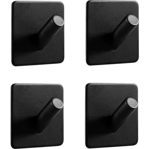 Hot style for 304 stainless steel punching free food kitchen bathroom hook clasps inclined single square black glue