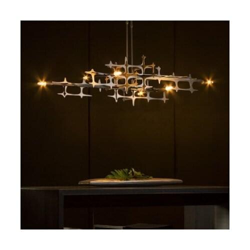 Post-modern chandelier stainless steel creative model room decorative lamp light luxury restaurant dining room lamp