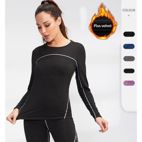 Sports tops gym women fitness t shirt Sweatshirt Plus Velvet Winter Running Sport top Fitness shirt female Long Sleeve Yoga tops