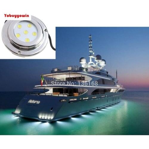 Super Quality! One Year Warranty! 2Pcs 6W LED Marine Boat Underwater Blue/White/Green/Amber Light 6W Stainless Steel Housing