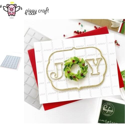Piggy Craft metal cutting dies cut die mold Diagonal Stitched Plaid frame Scrapbook paper craft knife mould blade punch stencil