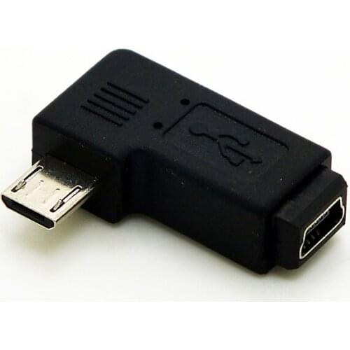 10pcs/lot Left angled Micro USB 5pin Male to Mini USB Female Extension adapter conventer Cable Cord For PSP Phone PC Notebook