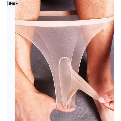 Ultra-thin Men Thong Invisible Low-rise Seamless G-string with Penis Sleeve Sexy Stockings Panties