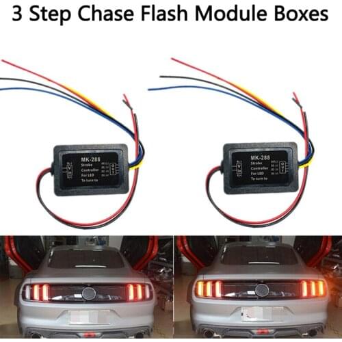 Universal 3-Step Sequential Dynamic Chase Flash Module Box For Car Front or Rear Turn Signal Lights Retrofit Use 12V 21W