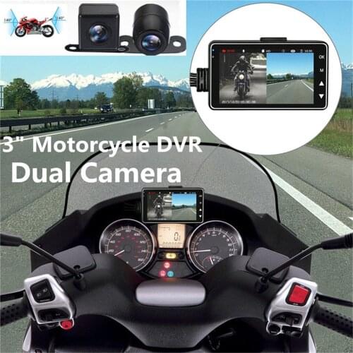 3inch LCD Screen 140°Wide Angle Motorcycle Dash Cam HD 1280P 720P Dual-track Front Rear View DVR for Motorcycle Camera Recorder