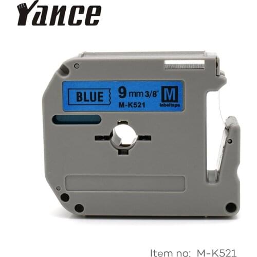 Yance Compatible brother label maker machine M-K521 MK 521 MK-521 black on blue 9mm label tape for PT-80 PT-70 ribbon printer