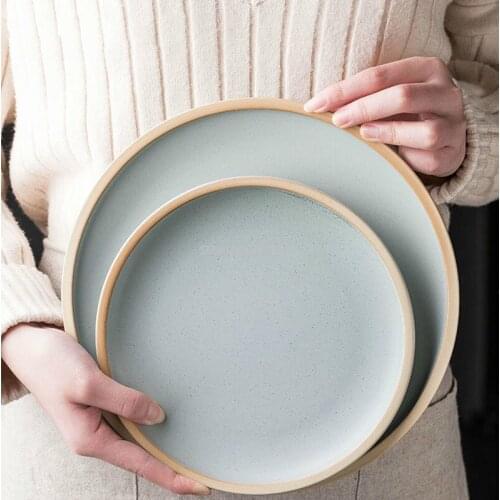 Japanese Minimalist Creative Solid Color Matte Ceramic Tableware Household Steak Plate Flat Large White Plate