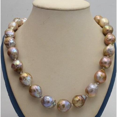 Jewelry 100% Real Natural Natural 14x17mm Reborn Baroque Edison Pearl Knot Jewelry Necklace 18" AAA