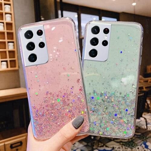 Back cover For SAMSUNG Galaxy S8 S9 S10 S10E S20 FE S21 S30 PLUS Ultra Fan Edition Luxury Bling Glitter Phone Case for SAMSSUNG