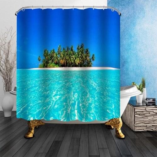 Custom Beautiful Maldives Shower Curtain Modern Style Set Hook Natural Landscape Home Decoration Bathroom Curtains Frabic Print