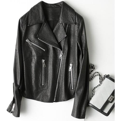 2020 Genuine Leather Jacket Motocycle Women Short Spring Autumn Womens Sheepskin Coat Real Leather chaqueta mujer 69103