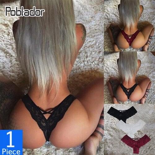 Poblador S-3XL Sexy Lingerie Women Sexy Flowers Lace Low Rise Panties Hollow Out Temptation Underwear Female Soft Comfort Thongs