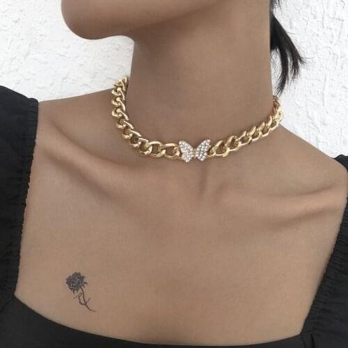 2021 New Trend Punk Hip Hop Personality Butterfly Necklace Woman Fashion Street Girl Chocer Jewelry Gift Wholesale