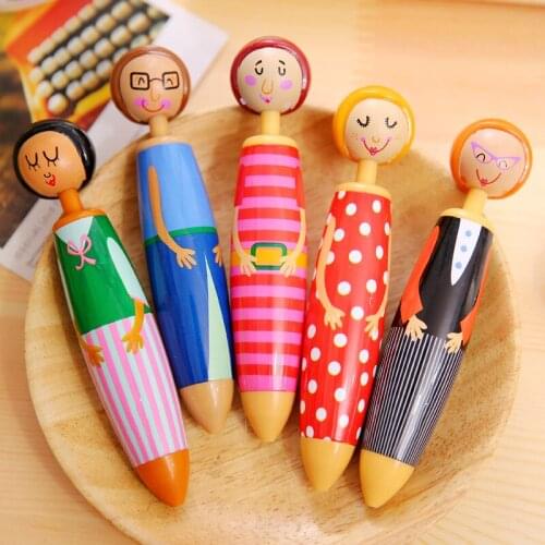 1Pc 12.5cm Cute Cartoon Comic Character Girl Ballpoint Pen Office School Supplies Student Stationery Ball Pen Color Random