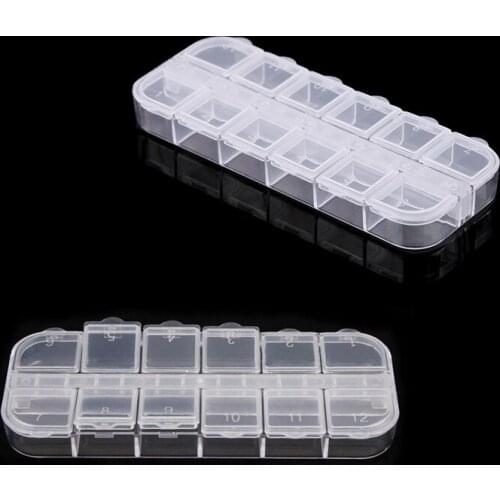 1pc Nail Art Accessories Drill Jewelry Box Storage Box Alone Open 12 Grid Double Flip Top Box Rhinestone Saver Container