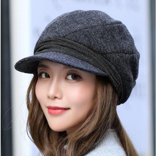 2020 Hot Octagonal Hats For Women Solid Color Retro Octagonal Caps Soft Newsboy Caps Visor Cap Female Winter Hats