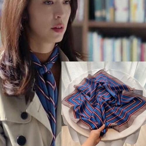 2021 Spring Square Scarf for Women Silk Feeling Hair Band Foulard Female Office Neckerchief Lady Bandana Square Scarves Luxury