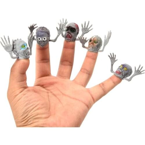 6pcs Little Monster Finger Puppets Toy Mini Ghost Head Zombie Telling Story Puppets Hand PVC Toys Party Halloween Gifts For Kid