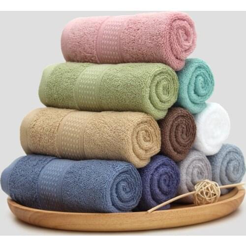 Anti-mite Absorb water strongly Easy to dry Natural Latex High Absorbent Face Towel Thick Cotton Solid Bath Towel