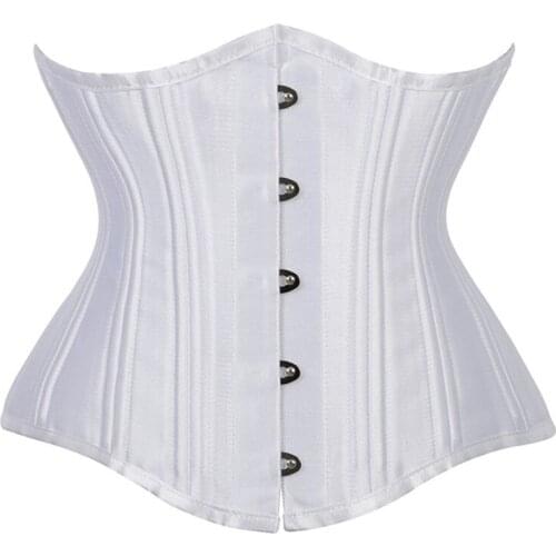 White Black Slimming Body Shaper Women Sexy Steel Boned Hook Eye and Lace Up Closure Waist Trainer Underbust Bustiers Corsets