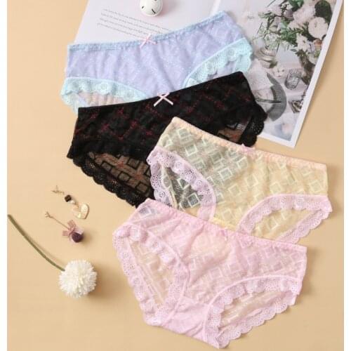 Seamless Invisible Panties Womens Sexy Underwear Lace Mesh Cotton Underpants Low Waist Hollow Out Knickers Briefs Girls