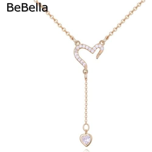 BeBella Heart Pendant Necklace With Micro Pave Setting High Quality Cubic Zirconia Stone For Bride Wedding Necklace