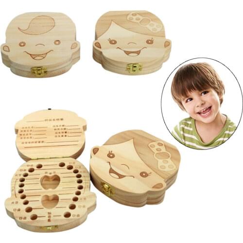 Baby Teeth Save Box Wooden Growth Record Toy Save Organizer Milk Tooth Storage Box Kids Teeth Memory Storage Boxes Organizer