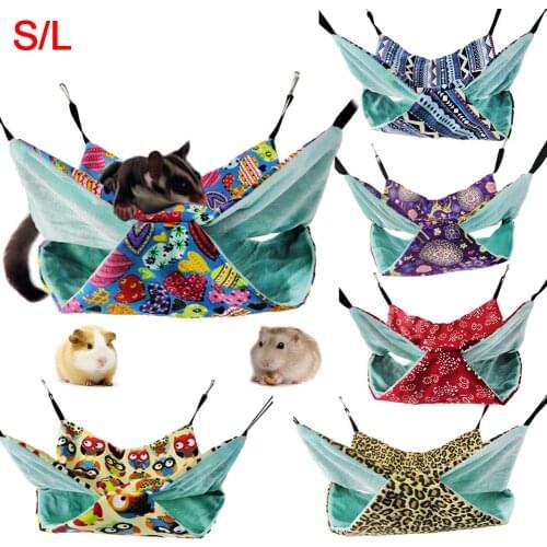 Pet Hamster Squirrel Double Layer Hammock Pets Hammock Cotton Hamster Mouse Hanging Cat Bed Nest Hanging House Warm Sleeping Bed