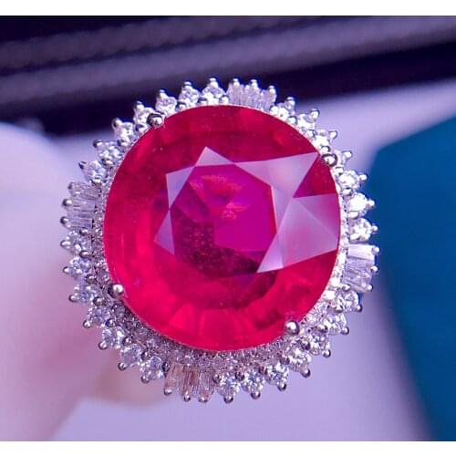 E419 Fine Jewelry Real 18K Rose Gold AU750 100% Natural Red Tourmaline Gemstone 9.8ct Female Rings for Women Fine Ring