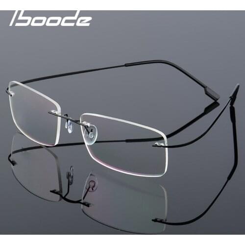 Iboode Titanium Alloy Rimless Glasses Frame Women Men Ultra-light Myopia Glasses Frame Unisex Metal Reading Eyewear Frames