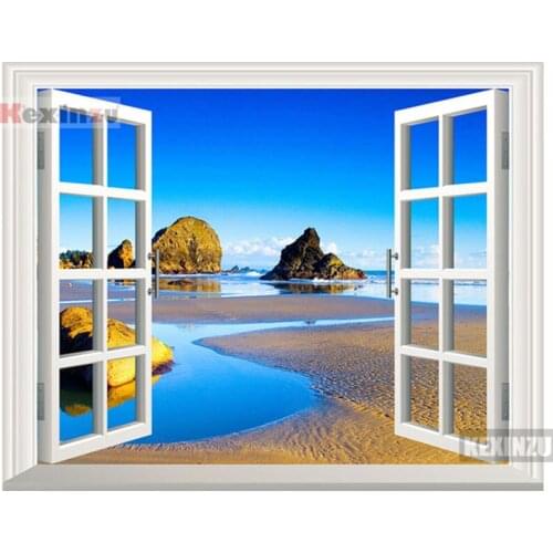 Kexinzu Full Square/Round 5D Diy Diamond Painting Cross Stitch "Window Scenery " Diamond 3D Embroidery Mosaic Home Decor 012