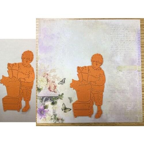 Boy watering flowers Metal Cutting Dies Stencil For Diy Scrapbooking Paper Cards Crafts Emobossing Decoration New 2019 Dies Cut