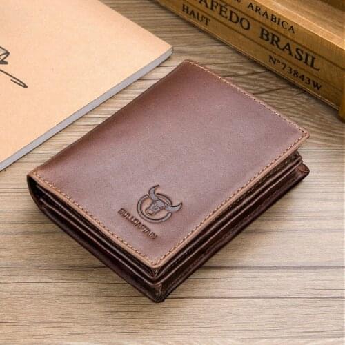 TopFight 100% Cow Leather Small Wallet Top Quality Card Holder Classic Money Bag Coin Male Billetera Hombre Erlek Czdan