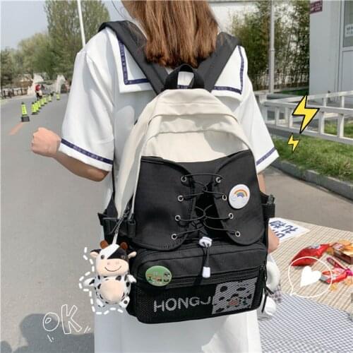 Harajuku Kawaii Canvas Shoe Design Backpack Nylon Women Cute School Bag Girl College Student Waterproof Backpack Female Book Bag