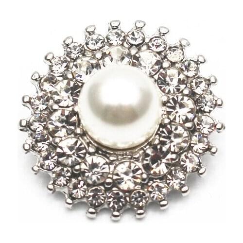 Multilayer Full Rhinestone Stone Snap Buttons Pearl Center Fit 18mm/20mm DIY Snap Bracelet Jewelry Valentines Day Gift