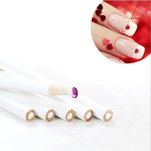 1 Pc DIY Nail Art Rhinestones Gems Picking Crystal Dotting Tool Wax Pencil wood Pen Picker Rhinestones Nail Art Decoration