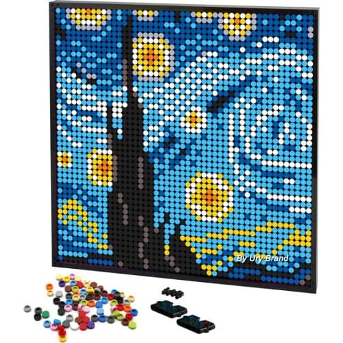 DIY Starry Night Pixel Pop Art Building Blocks Mosaic Painting Jigsaw Bricks Decorative By Numbers MOC Toys House Creative Gift