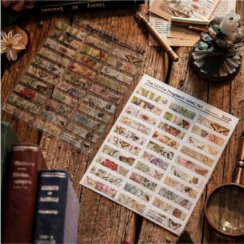 Retro Number Sign Butterfly Fragment Label Diary Planner Decorative Mobile Sticker Aesthetic Scrapbooking Vintage Stationery