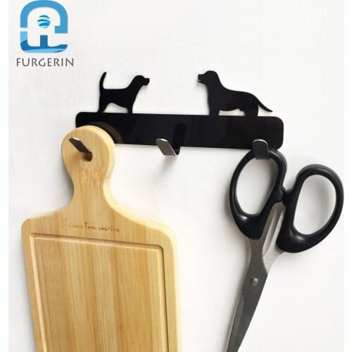 FURGERIN Dogs Wall Hook Decorative Door Hooks Stainless Steel door hangers for clothes adhesive steel hook Bathroom Hangers