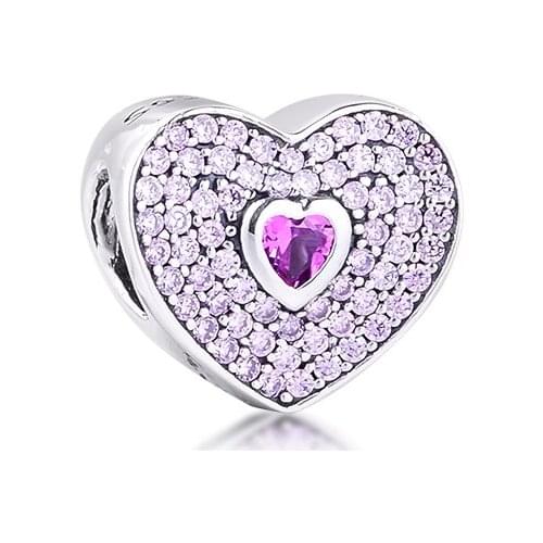 Genuine 925 Sterling Silver Beads Sweetheart Charms Fits Pandora Bracelet trinket Jewelry for Women Men DIY Making berloques