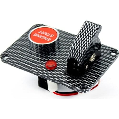 Carbon Fiber Panel Two Sets of Toggle Switch Panel 1 Carbon Fiber Aviation Cover +1 Ignition Lock Light Included Switch