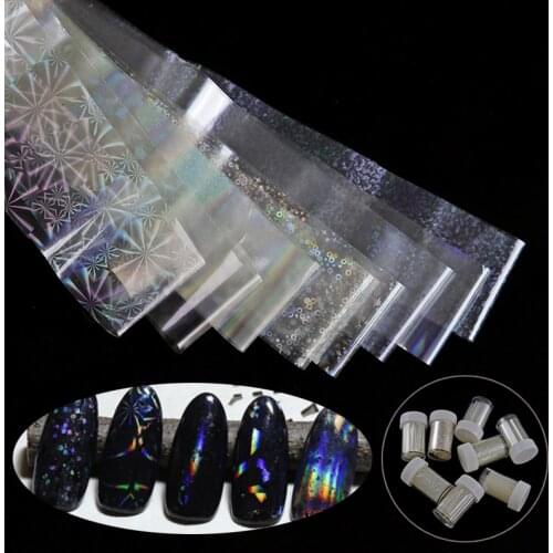 WAKEFULNESS 4*100cm Holographic Starry Sky Nail Foils Transparent Nail Transfer Stickers Decals Manicure Nail Art Decorations