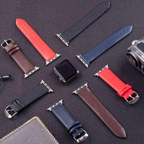 For Apple Watch Strap Series 6 5 4 3 2 1 SE Apple Watch 44mm 40mm Leather Watch Band Bracelet for iWatch 42mm 38mm Wristband